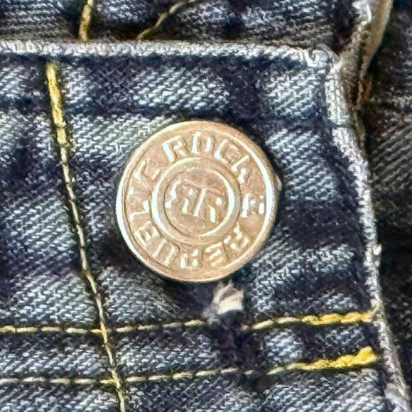 Vintage Y2K Rock & Republic Jeans Mens Blue Faded Straight Leg Embroidered 36/30 - Picture 3 of 8